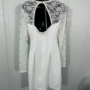 Guess Women’s White Bodycon Dress with Lace Sleeves Size 8 NWT thumbnail 7