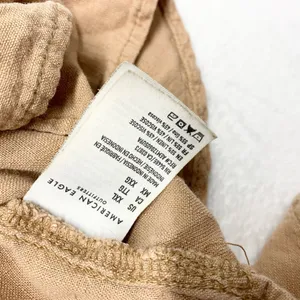 American Eagle Oversized Button Down Women Size XXL Tan‎ Linen Blend Boho Shirt thumbnail 3