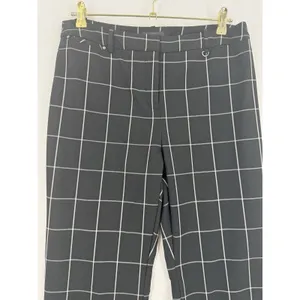Alfani Windowpane Plaid Pants Women 8 Black White Straight Leg Stretch Trousers thumbnail 3