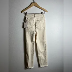 Re/Done Women's Straight Leg Jeans in Cream thumbnail 3