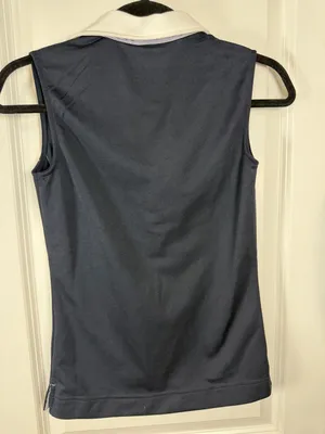 Daily Sports Women's Sleeveless Navy Golf Polo with Striped Trim thumbnail 5