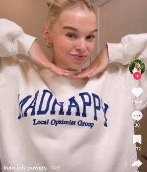 Madhappy Cream Sweatshirt with Blue Logo thumbnail 1