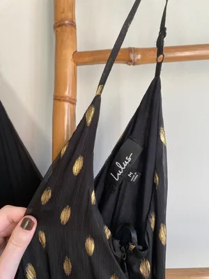 Lulus Black and Gold Maxi Dress M thumbnail 4