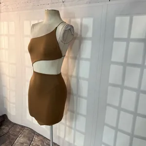 Princess Polly MIA ASYMMETRICAL MINI DRESS BROWN size 2 thumbnail 8