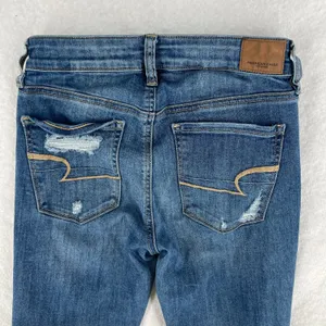 American Eagle Outfitters High Rise Jegging Jeans Womens 4 Blue Denim Distressed thumbnail 8
