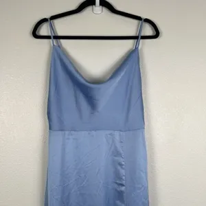 Lulus‎ Invitation Satin Cowl Neck Maxi Dress Blue Sz M NWT thumbnail 5