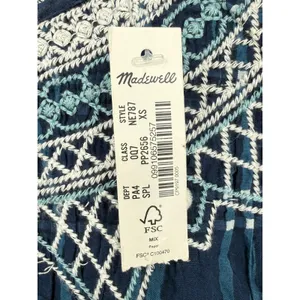 NWT Madewell Embroidered Puff-Sleeve Babydoll Dress Indigo Plaid Size XS Preppy‎ thumbnail 4