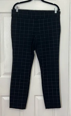 Ann Taylor Womens Black Plaid Checkered Stretch Dress Pants Size L Workwear Preppy thumbnail 1