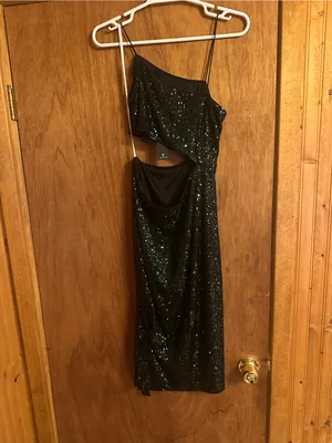 Lulu's Dark Green Sequin Midi Skirt with Side Slit thumbnail 6