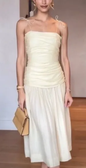 Zara ZW‎ Collection Drape Midi Yellow Dress Size L thumbnail 1