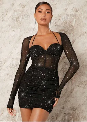 Sparkley Black Bodycon Dress thumbnail 1