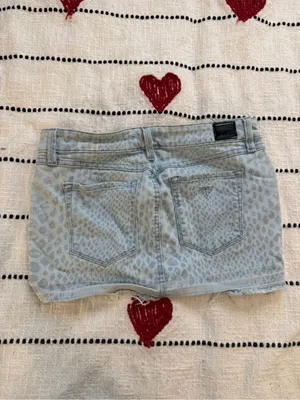 Guess Light Blue Animal Print Denim Mini Skirt thumbnail 2