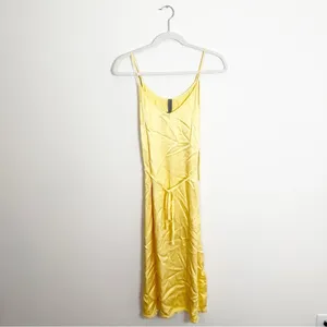 Raquel Allegra Slip Midi Dress Yellow Satin Size Small/4 thumbnail 3