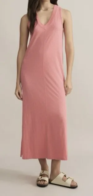 Z Supply Palisades Midi Dress Coral Pink V Neck Sleeveless Cotton Casual Resort thumbnail 1
