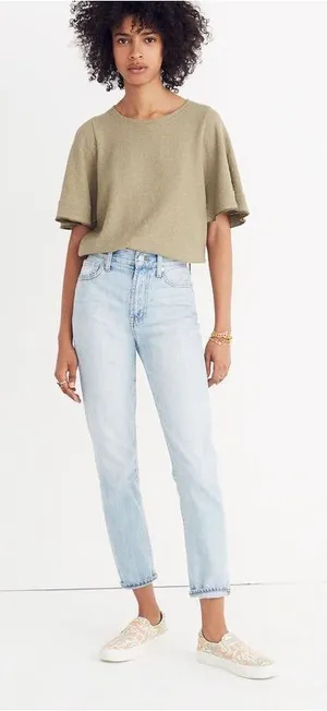 Madewell Texture & Thread Flutter-Sleeve Women’s Top size Small thumbnail 1