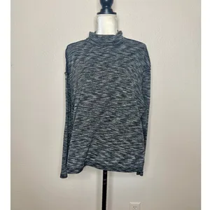 WE THE FREE PEOPLE Women's L SUNNY DAYS Mock Neck Thermal Long Sleeve Top Black thumbnail 2