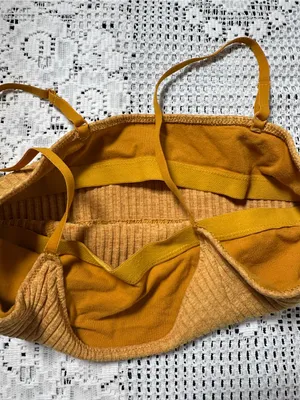 aerie‎ Ribbed Mustard Yellow Spaghetti Strap Crop Camisole thumbnail 3