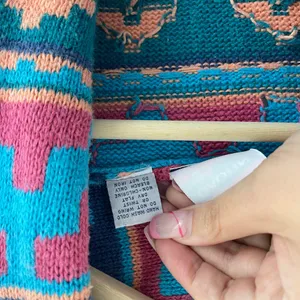 Vintage 90s Teal Blue Pink Southwestern Aztec Button Up Sweater Vest thumbnail 8