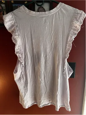 Anthropologie Pilcro Lavender Sustainable Ruffle Sleeved Tee Top Cotton Boho thumbnail 5