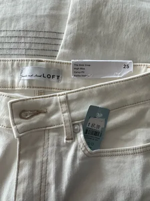 Loft White Jeans Petite High-Waisted Flare Crop Curvy thumbnail 4
