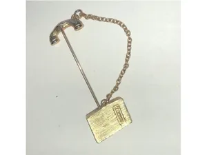 Avon Vintage Gold Tone Telephone Pin Brooch with Chain thumbnail 4