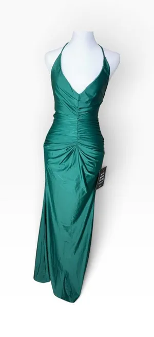Lulus Emerald Green Halter Open Back Side Slit Maxi Dress XS thumbnail 1