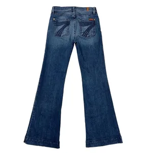 7 For All Mankind Dojo Jeans Dark Wash Denim Flared Embroidered Logo Women’s 25 thumbnail 3