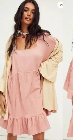 FREE PEOPLE BEACH El Mar Flare‎ Sleeve Mini Dress Size Medium thumbnail 1