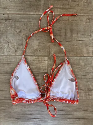 Orange Floral Smocked Bikini Set thumbnail 5