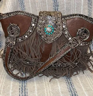 Western Shoulder Bag With Fringe Brown thumbnail 1