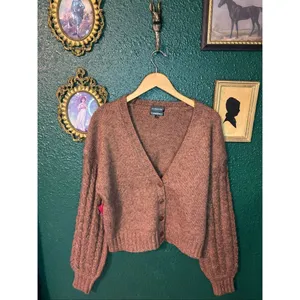 Carbon38 Cable Knit Mushroom Brown Chunky Cardigan Sz Medium NWT thumbnail 3