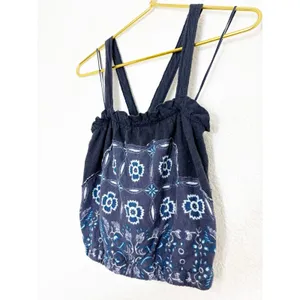 Free People Love Life Bubble Top Womens Size Medium Linen Blend Blue Boho thumbnail 8
