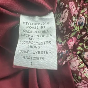 Entro Maxi Dress Sz L Floral Drop Waist Flowy V-Neck Burgundy Red Ditsy thumbnail 6
