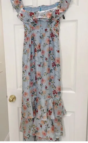 Majorelle Godfrey Gown Blue Floral Off The Shoulder Dress Size XS thumbnail 9