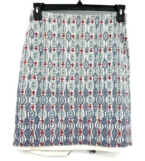 Loft size 2 pencil skirt blue gray‎ white red hidden rear zip thumbnail 1