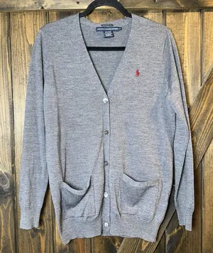 Ralph Lauren Sport Boyfriend Fit 100% Merino Wool Cardigan Preppy Classic Sz M thumbnail 1