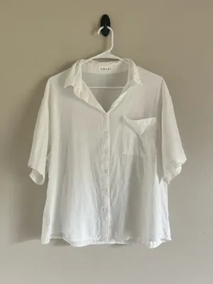 Solai The Label Linen Blend Set Sz large Off White Ivory Vacation Top Shirt Pants thumbnail 4