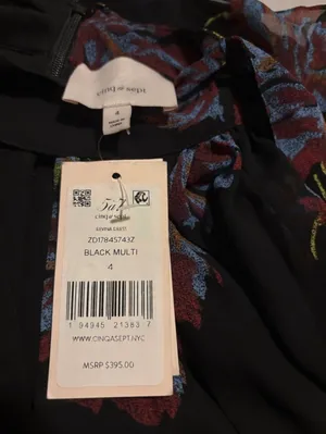 Bold Cinq à Sept Black Multi Floral Dress Size 4 thumbnail 7