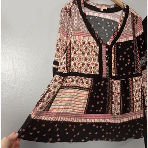 Gibson Latimer Patchwork Top Size Large Babydoll Hippie Boho Whimsigoth Peasant thumbnail 4