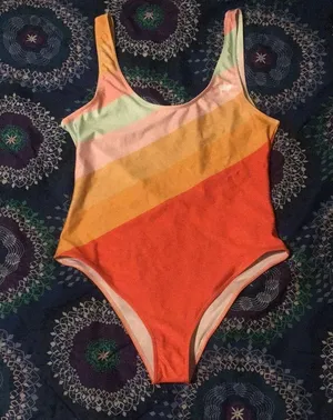 Gold Sheep Pastel Retro Sport Slim Fit One-Piece Swimsuit $80 NWOT L thumbnail 5