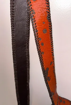 NEW Handmade Dyed Cowhide Leather Cossbody Purse Steer Cow Rust Western Orange thumbnail 6