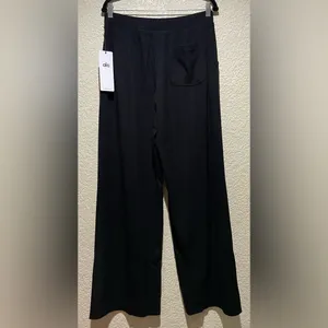 Alo NWT Muse Wide Leg Pants Black & Drawstring, Pockets Size S thumbnail 5