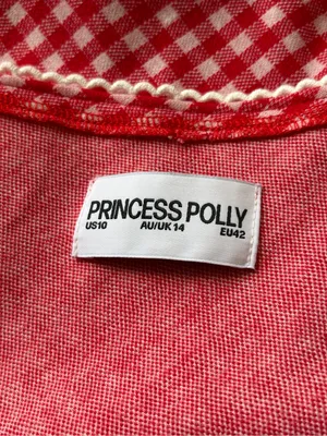 Princess Polly red and white red check gingham boho lace midi skirt size US 10 thumbnail 3