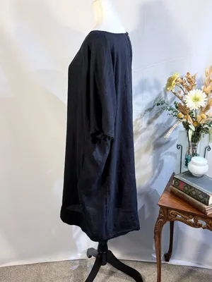 💥Eileen Fisher Black 100% Organic Linen Relaxed Shift Dress Pockets Sz XL🧡 thumbnail 6