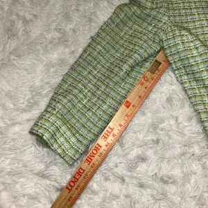 Sag Harbor tweed jacket green blue plaid open front jacket one hook blazer 12P thumbnail 7
