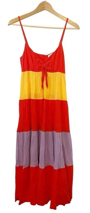 See by Chloe Striped Multi Color Cotton Crinkle Midi Dress‎ Size 2 thumbnail 1