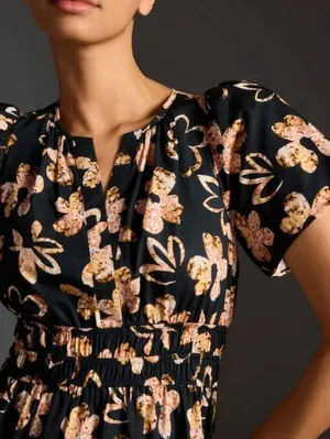 Anthropologie Black 100% Cotton Floral Print Somerset Mini Dress - Size - XL thumbnail 4