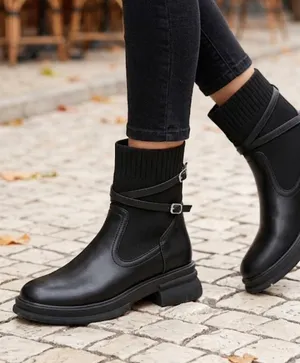 NEWBELLA Women’s Strap Decor Ankle Boots in Black, Size 6​​​​​​ thumbnail 2