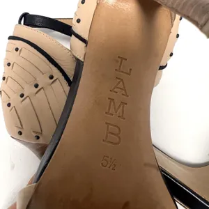 L.A.M.B. Gwen Stefani Leather Studded Stiletto Heels Pointed Nude Black Size 5.5 thumbnail 8