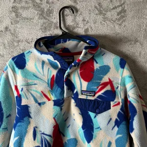 Patagonia Synchilla Snap T Feather Dance Red Blue White Fleece‎ Pullover XS thumbnail 2